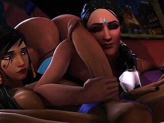 Pharah and Symmetra Big Cock Tease (futa Shemale)