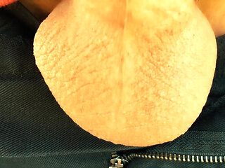 Twink Testicles Movements in Outdoor - Fast Motion Vid and Pulsating Orgasm