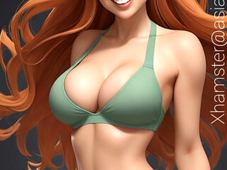 Lila Ginger in fitness sport club (Ai model)