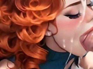 Ai Generated Epic Sloppy Blowjob, Hairy Pussy, Creampie, Hardcore Threesome.