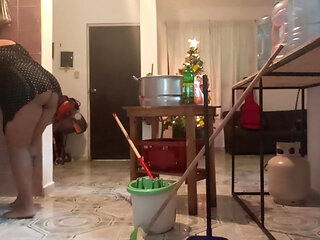 Fat Wife Doing Cleaning 4