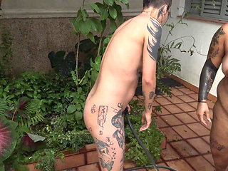 Hose Bath - Rotten Venus and D'louise Having Fun on a Hot Day!