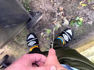 Pissing outside my house near the sidewalk