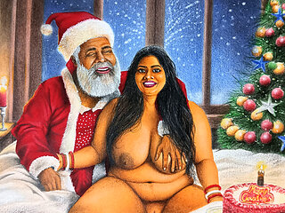 Desi Huge Boobs Bhabi Secretly Fucking with Naughty Santa on the Christmas Eve
