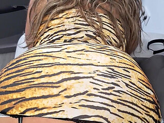 Big-bootied Latina in a Tight, Sexy Dress Gives a Great Blowjob and Gets Fucked Doggy Style!