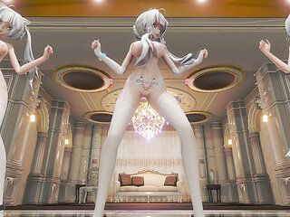 [mmd] Triple Happy Glory Step White Silk Jk Student Girl Cheongsam Striptease