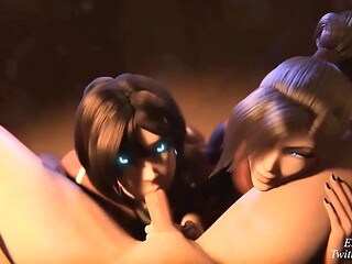 Mercy &amp_ Kiriko Halloween Fucking