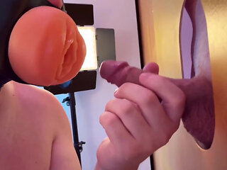 Straight Guy Pounds His Girl at the Gloryhole - but Who's Really Moaning Behind It?!