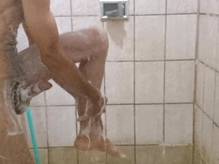 Me Taking a Shower with a Hard-on and Jerking off Until I Cum