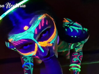 Fucked the wild slim girl in the UV- light