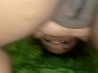 Big ass of brunette stepsister riding cock