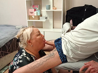 Neighbor Gives Blowjob to Get Enough Cum