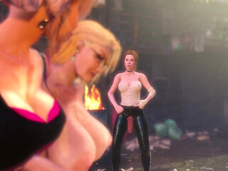 Cyberpunk Shemale and Old 80 Yo Old Woman with Big Boobs