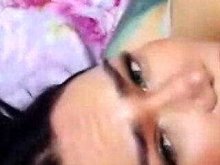 Big tit shemale jerks her long cock