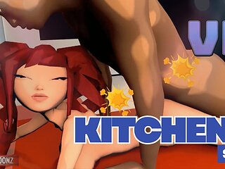 Hot Kitchen Interracial Sex With Sexy Redhead & Bbc