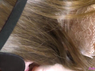 Student footjob and sensual fucking after watching porn