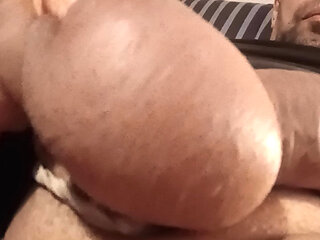 The schoolgirl likes my big balls in close-up