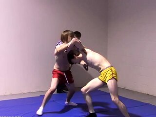 Master Watches His Subs Wrestling Naked