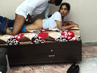 Desi Indian village hot step-sister tight pussy fuck by step-brother hardcore indian sex, desi local Village beautiful Indian