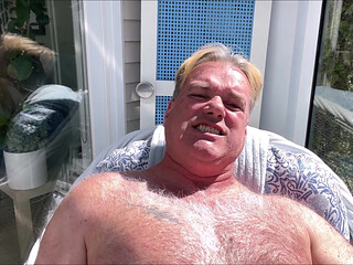HUNK DADDY BEAR NAKED SUNBATHING IN THE VERANDA 2
