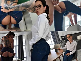 My Stepsister was Going to an Interview, but I Tore Her Jeans and Ass!