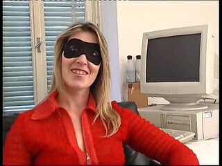 Amateur slut in mask shows her legs and tits and she's more and more wet