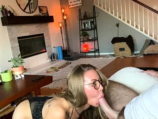 Amateur Blonde Blowjob handjob and cumshot