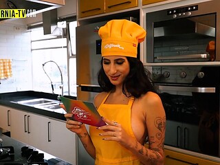 Big-Tits Lesbians in Aprons and Panties Cook Steamy Cuisine