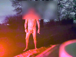 Naked and jerking in the road