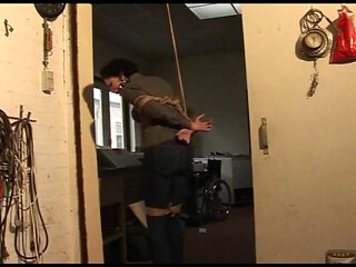 Steffi Dangling on Rope Tightly Ballgagged