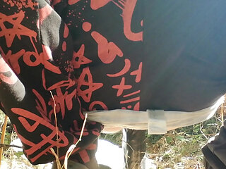 Guy with his tight ass in outdoor having anal pleasure