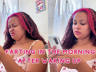 Chubby Gassy Girl Morning Toilet Farts Natural Gassy Moment