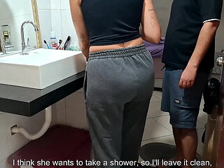 Catching the maid in the bathroom while the wife sunbathes