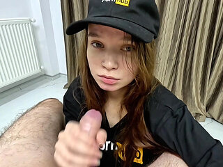 Stepdaughter Plays With Stepfather's Dick and Gives Him Blowjob