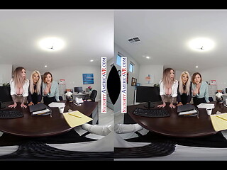 Your dillydallying in the office when your sexy, busty coworkers Bridgette B., Karma Rx, and Krissy Lynn storm in for your hard cock