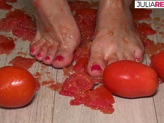 She Makes Tomato Juice Naked And Gets Horny While Doing...