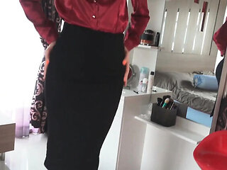 Angel The Dreamgirl's Wet Pussy Peeking From Tight Pencil Skirt Makes You Hard