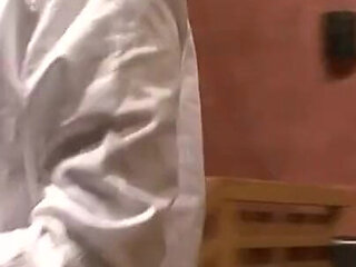 Humiliated bound man in the cage