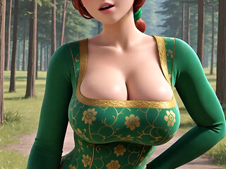 Princesses dance and show off huge tits