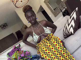 Big Tits & Ass Dark Skin Ebony Rides Big White Cock POV Reverse Cowgirl