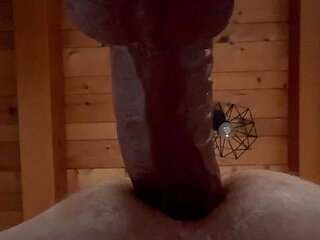 Grandpa fucks himself deeply with his 50 cm cock