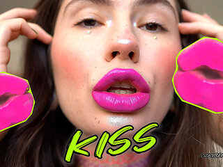 Naughty Magenta Messy Wet Kiss Spit Fetish