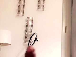 Brunette Tranny jerking in hard dick in solo Webcam