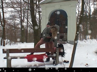 Old Man Fucks a MILF Outdoors and Cums in the Mouth of a Young Girl