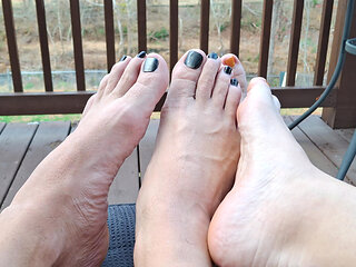 Showing our toes while we play footsie