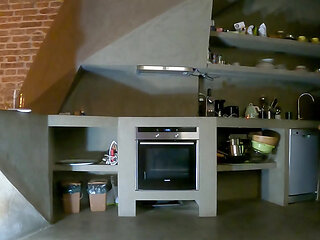 MILF Stepmom on high heels and in a mini skirt uniform type of short skirt no panties shows pussy and big ass