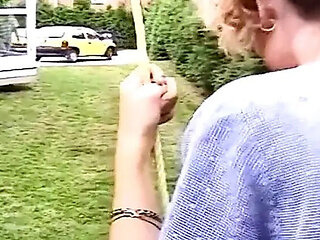 Blonde Teen Mandy Bates Outdoor BDSM Spanking Punishment - Bald Pussy & Sexy Ass Domination