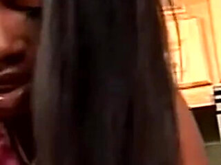 Big Black Cock Has a Craving of a Black Housewife's Doggystyle Fuck in the Kitchen