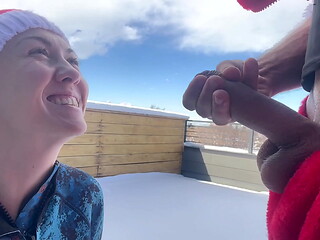 Santa Claus gives me an ANAL CREAM PIE 8 inch big dick deep throat in the snow