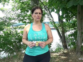 German BBW MILF with Big Ass Fucked Hard in Street Casting - Montse Swinger